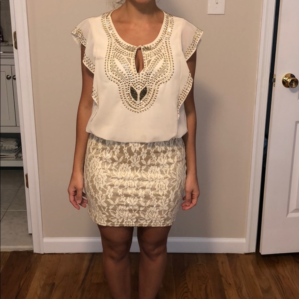 A champagne/gold dress